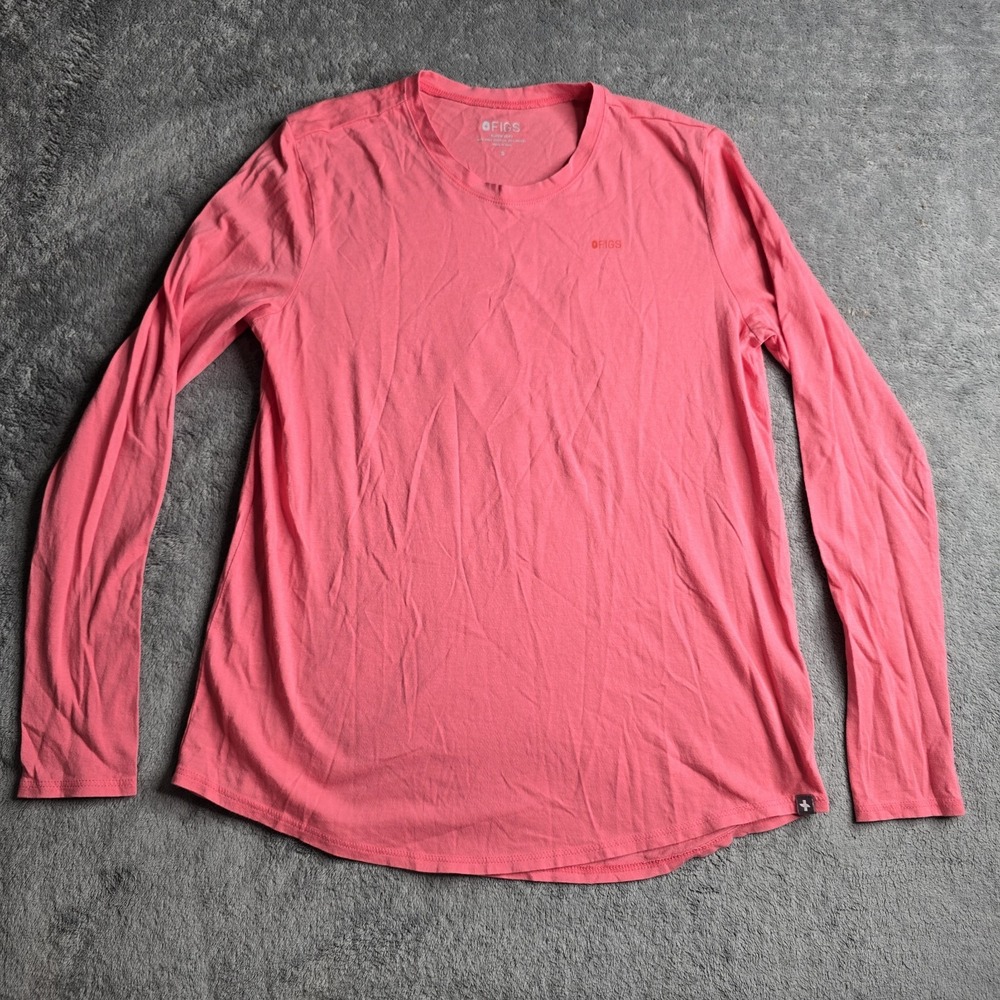 FIGS Peace Out Cancer Long Sleeve Tee Super Soft Under Scrub Size Small Pink